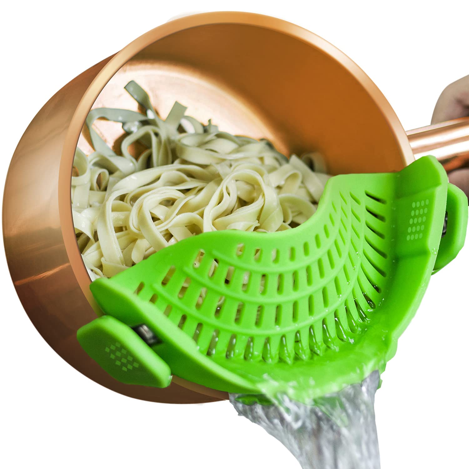 Pasta Strainer,Snap Strainer, 1 PACK Clip-on Kitchen Food Strainer Silicone Plastic, Kitchen Gadgets Mesh Strain Drainer for Pasta Spaghetti Ground Beef,Universal Fit All Pots Bowls