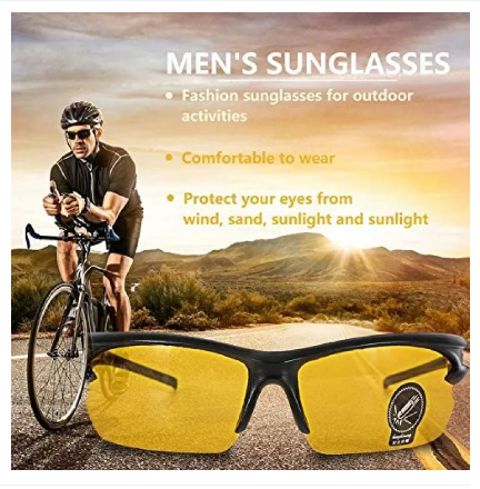 UV400 HD Night Vision Cycling Riding Driving Glasses Sports Sunglasses