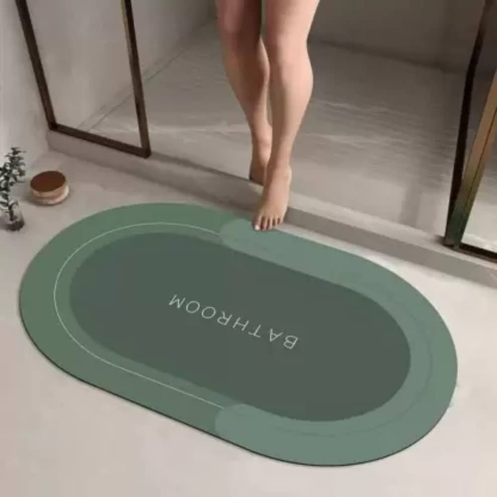 Super Absorbent Floor Mat, Mud Quick Drying Bath Mats Non Slip Washable, Bath Slip Mat, Non Slip Bath Mats for Inside Bath, Bathroom Mat, Non Slip Bath Mat Anti Mould Oval Blue-40x60cm