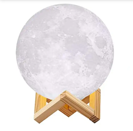 3D Magical Moon Light Moon Lunar LED Night Light Lamp Touch Sensor Color Changing with Wooden Stand