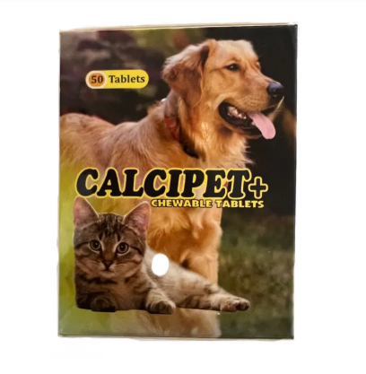 Calcipet + ( Chewable Tablet For Cat and Dogs ) Calcium & Supplement (50-Tablets)