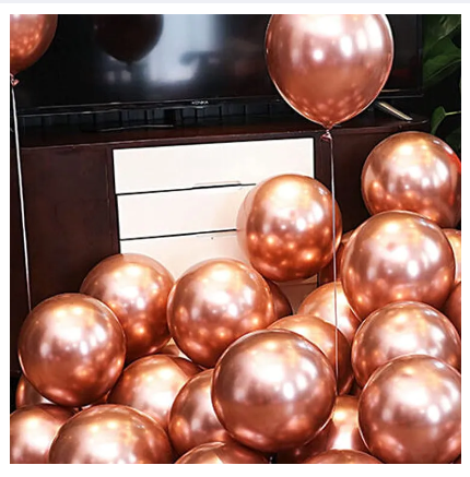 50 pcs Party Latex Balloons Metallic Inflatable Rose Gold Colour