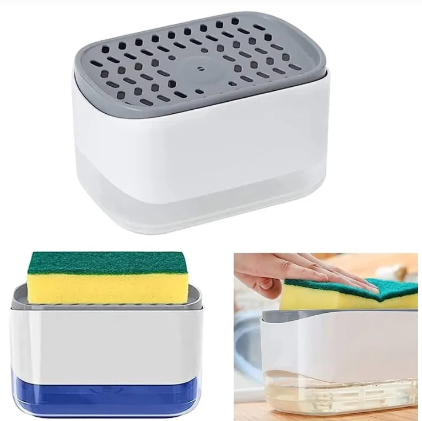 Portable Soap Pump Dispenser & Sponge Holder for Kitchen Dish Soap Dispenser