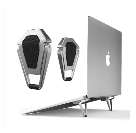 Laptop Stand Adjustable Cooling Bracket Metal Foldable Laptop Holder Shield Shape Laptop Stand Heat Dissipation Holder Mini Portable Tilting iP Non-slip