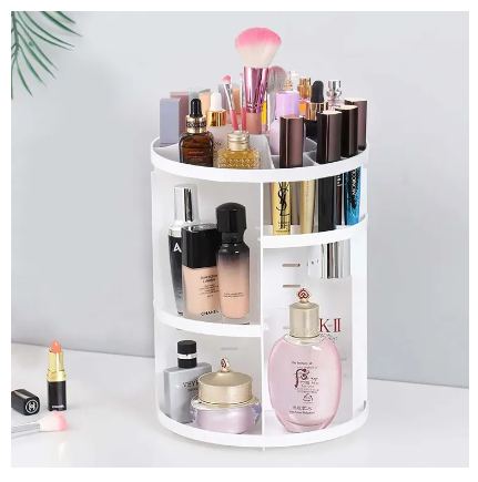 360 Rotating Makeup Organizer DIY Adjustable Makeup Carousel Spinning Holder Storage Rack