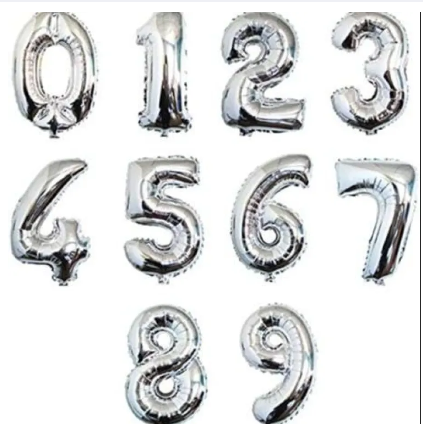 16" inch Single Silver Alphabet Letter Number Balloons Aluminum Hanging Foil Film For Wedding Birthday Party Decoration Banner