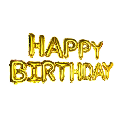 13 PCS SET Letters Happy Birthday Foil Baloon 16" Banner Party Deco Alphabet Aluminium GOLD COLOUR