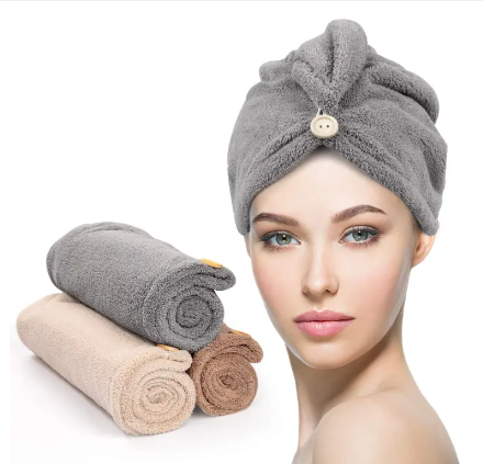 Quick Turban Hair Drying Absorbent Microfiber Towel Dry Shower Cap Bathrobe Hat Magic Hair Wrap for Women