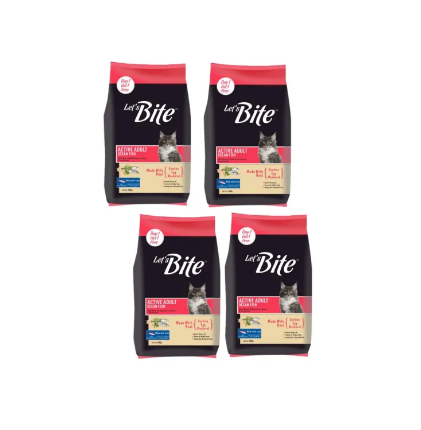 Let's Bite Active Adult Cat Dry Food 400g x 4 Pack( Buy Two Get Two Free )