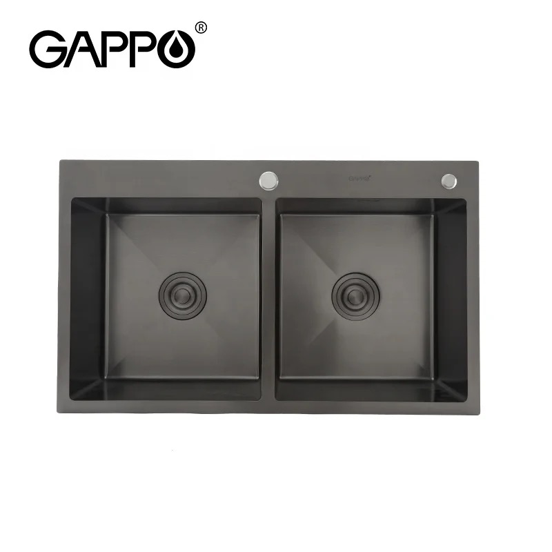 Hand made sink dual bowl black