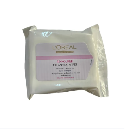 LOREAL RE-NOURISH PACK OF 25 CLEANSING WIPES