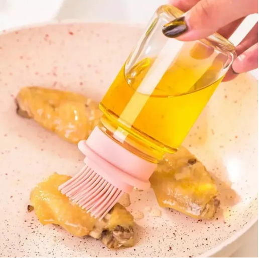 Oil Bottle Brush Portable Silicone Integrated Oil Bottle Brush with Cover Baking BBQ Kitchen Tool accessories durable
