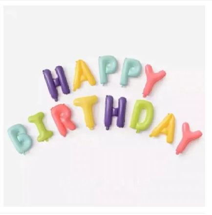 13 PCS SET Letters Happy Birthday Foil Balloon 18" Banner Party Deco Alphabet Multi Colours