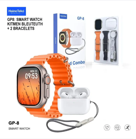 OriginaI Haino Teko by Germany GP-8 Ultra Smart watch + Airpods Valued Combo - 06 Months Warranty