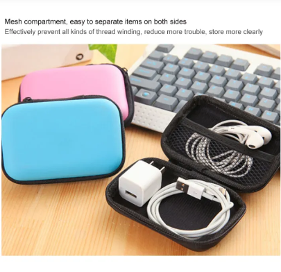 Headphone Storage Bag - Hard Earphone Case EVA Leather