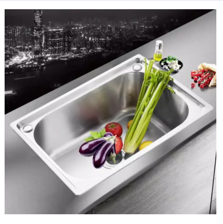 53cm*38cm Kitchen Sink Stainless Steel Sink Wash Basin Electroplating Kitchen Vegetable Wash Basin Sink Drain Basket Rectangular