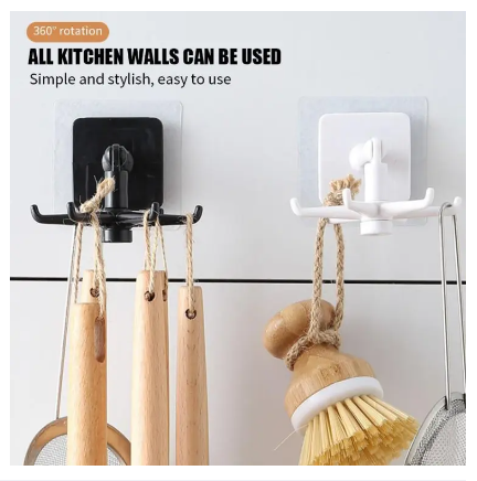 Kitchen Bathroom Hook Multi Function Rotary Hook 360 Degree Rotating 6 Claw Storage Rack