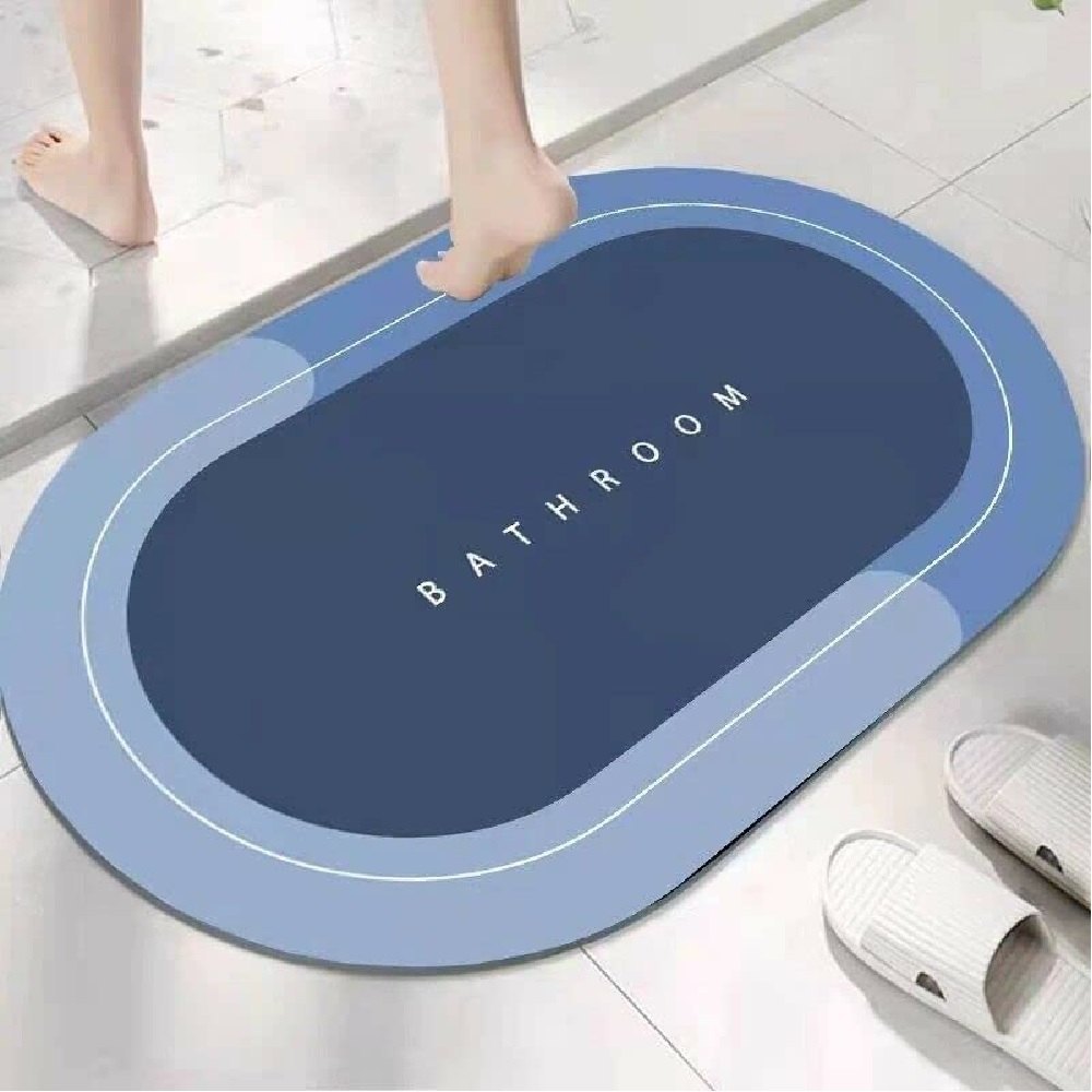 (Large Size) Non-Slip Water Absorbent Rubber Diatomite Mud Bathroom Floor Mat Anti Slip Diatomite Bath Mat (50 x 80) CM