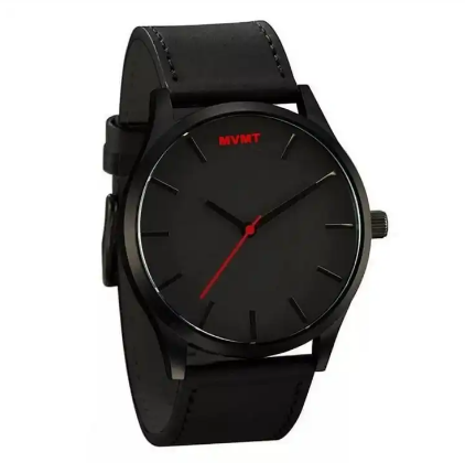 Mens Black Leather Analog watch