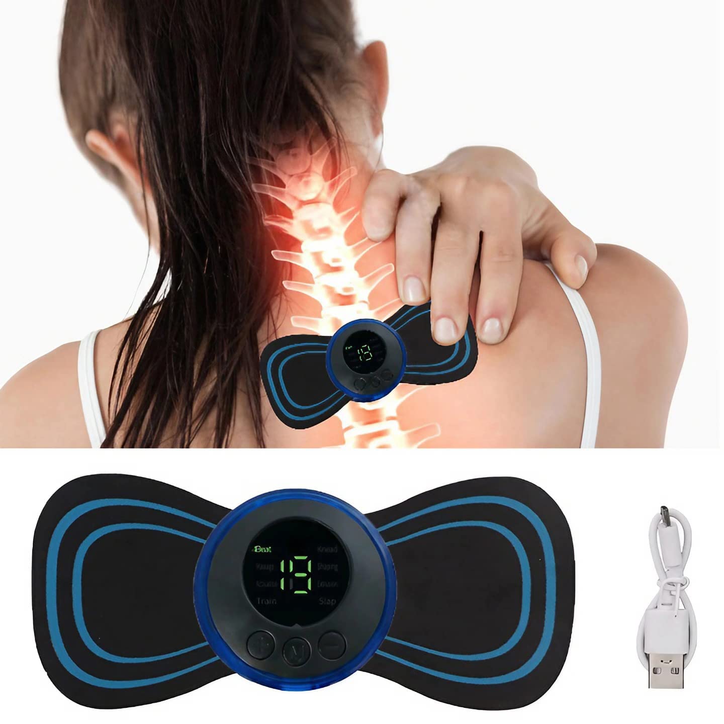 Mini Massager with Rechargeable, butterfly mini massager, ems massager, neck massager for cervical pain, mini massager, For Men,Women,Shoulder,Arms,Legs,Neck Full Body