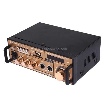 BT-118 Bluetooth HiFi Stereo Audio Amplifier with Remote Controller, LED Display, USB / SD & MMC Card / MP3 / AUX / FM, AC 220V / DC 12V,