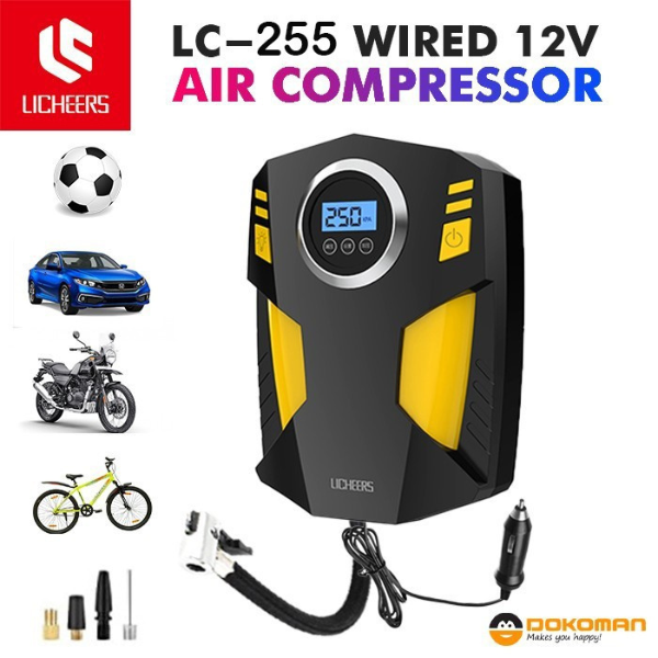 Licheers Metal car air pump LED digital display 12v air compressor car tire inflator electric Tire Inflator