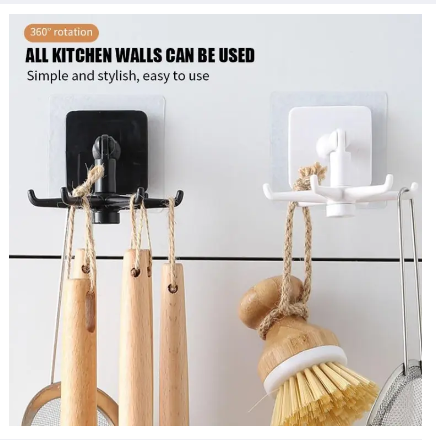 Kitchen Bathroom Hook Multi Function Rotary Hook 360 Degree Rotating 6 Claw Storage Rack