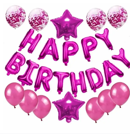 13 PCS/Set Letters Happy Birthday Foil Balloon 18" Banner Party Deco Alphabet Aluminium PINK